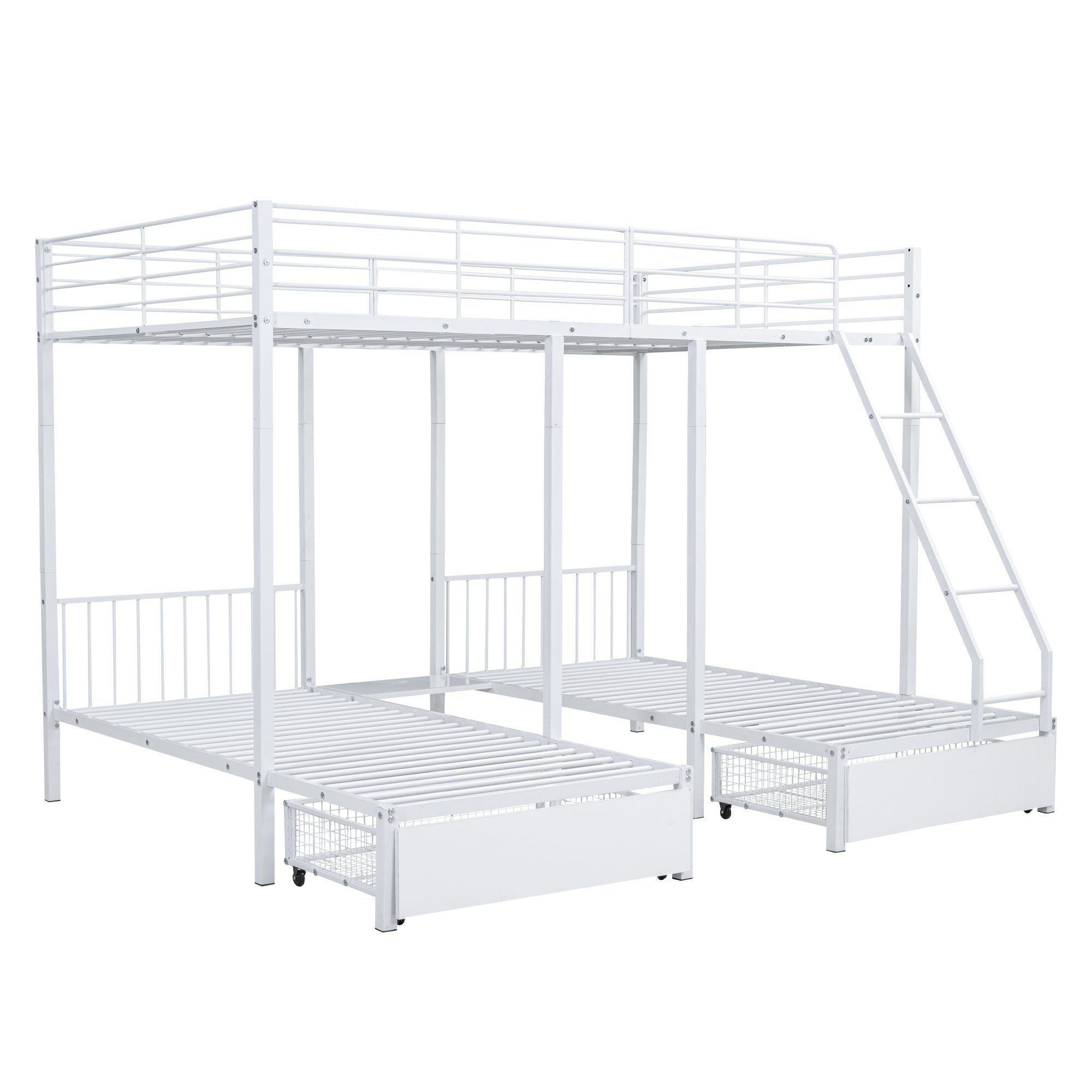 DEEP POWER Metallbett Etagenbett mit Schubladen Metallbett Doppelbett Einzelbett 140X200cm