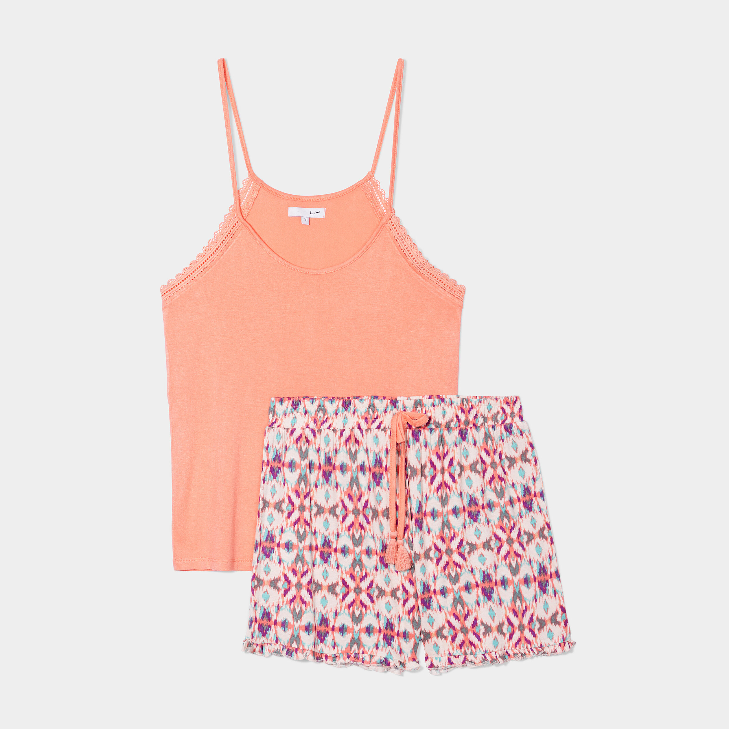 Ensemble pyjama 2 pièces orange clair femme | La Halle