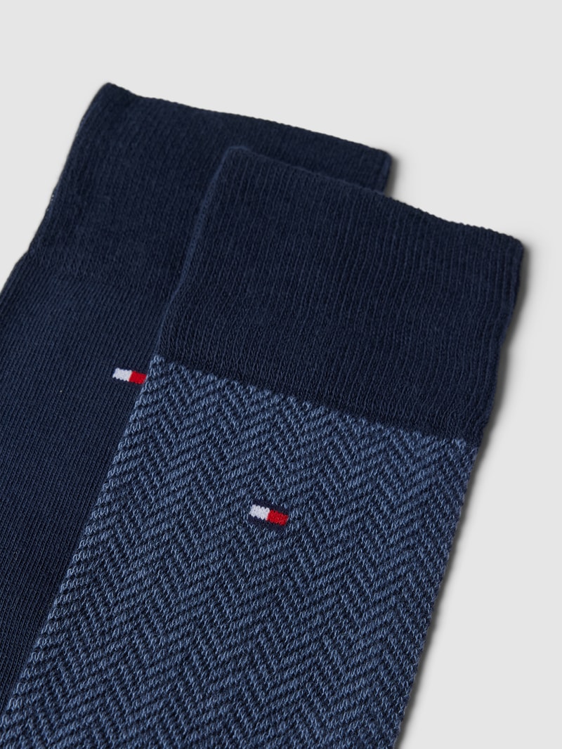 Socken mit Label-Details Modell 'Herringbone' im 2er-Pack in dunkelblau
