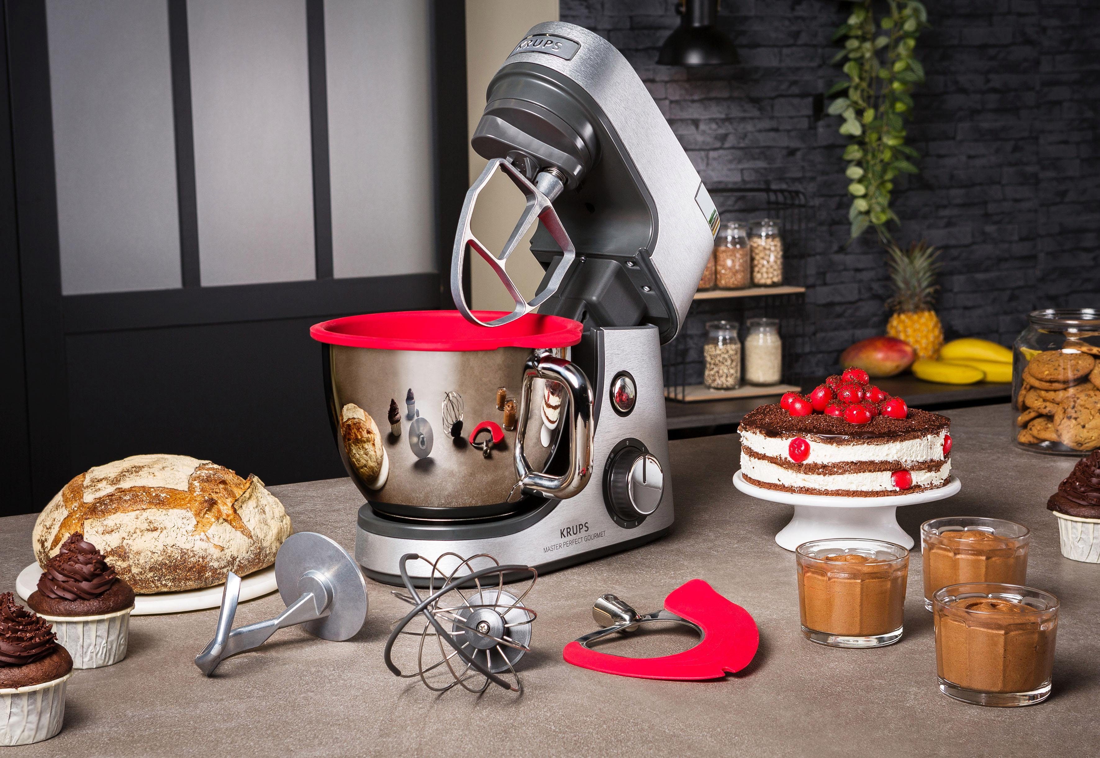 Krups Küchenmaschine KA631D Master Perfect Gourmet, 1100 W, 4,6 l Schüssel, mit umfangreichen Zubehörpaket, 8 Geschwindigkeiten+Pulse