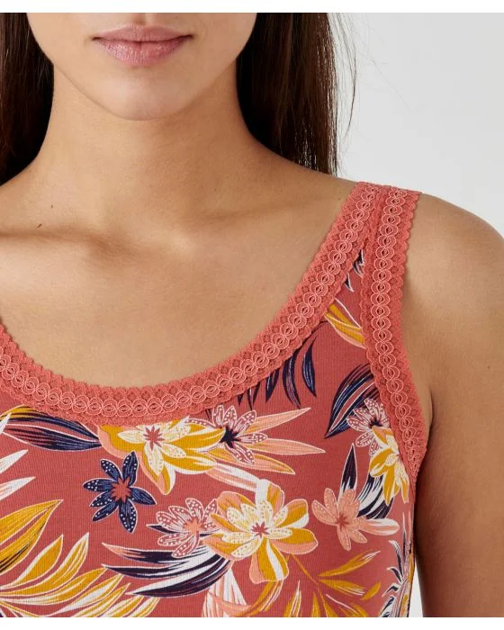 Débardeur Essential en coton extensible, orné de dentelle