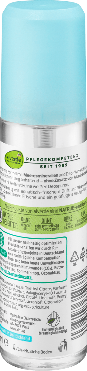 Deo Spray Aqua Wasserminze Meeresmineralien, 75 ml