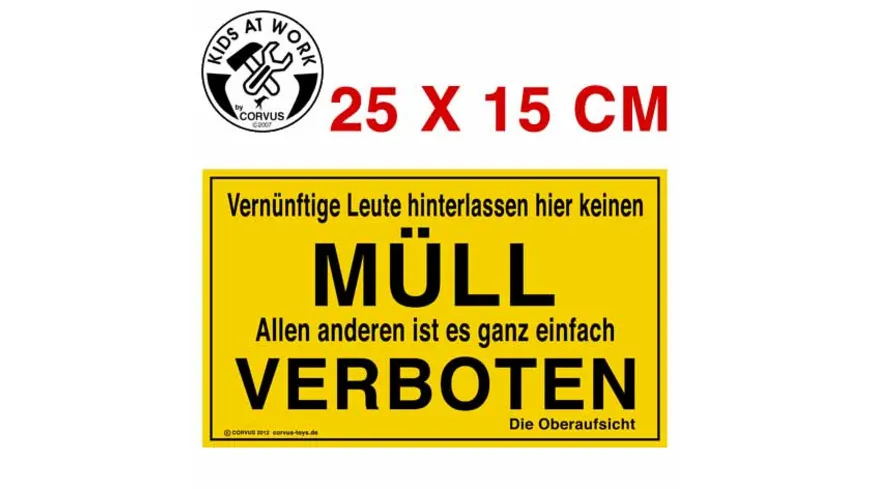 Corvus Schild Müll Verboten