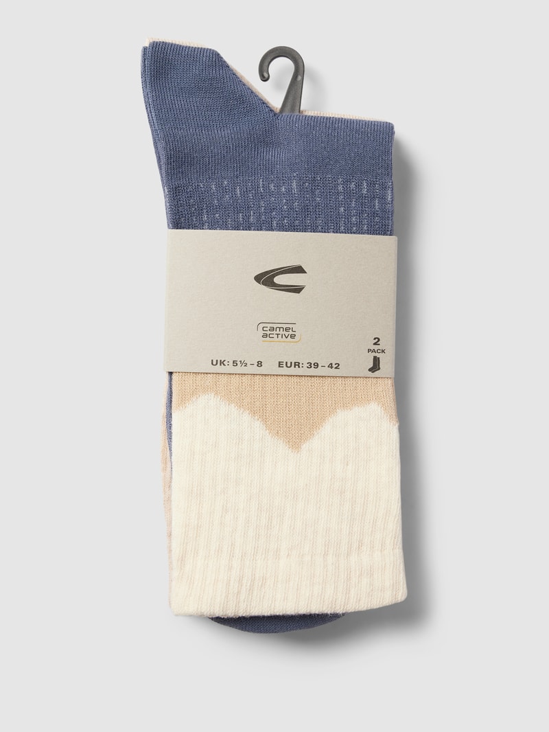 Socken mit Label-Print Modell 'MOUNTAIN' im 2er-Pack in beige