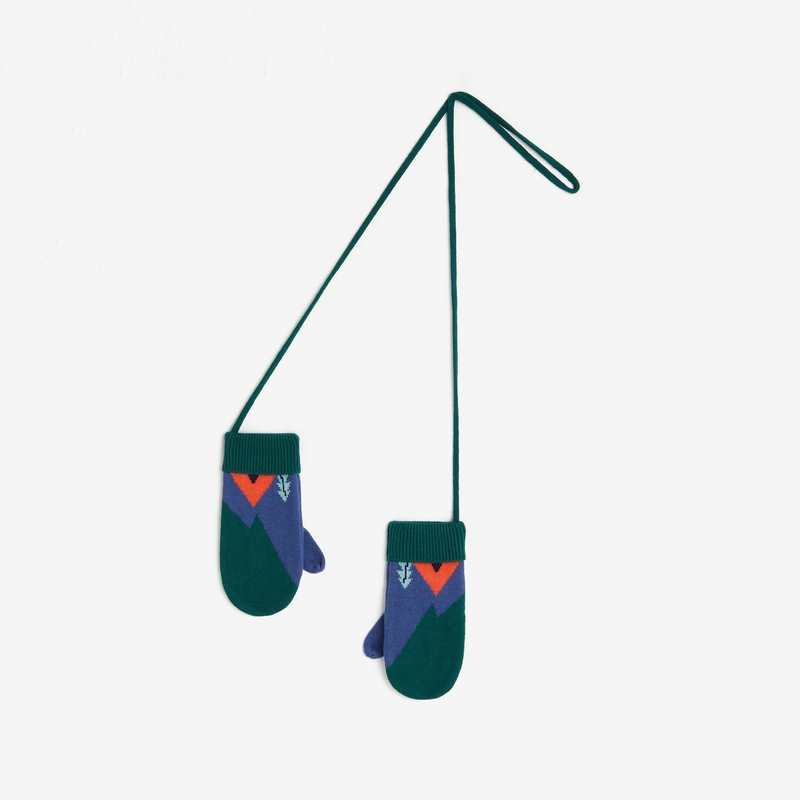 Gants verts à cordon pour bébé garçon en tricot Catimini