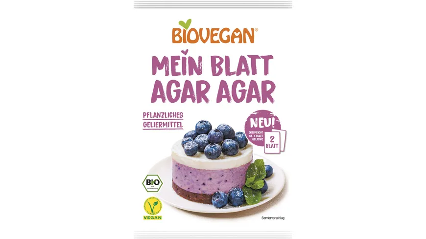 BIOVEGAN Bio Geliermittel Pflanzlich Mein Blatt Agar Agar 2.5 g
