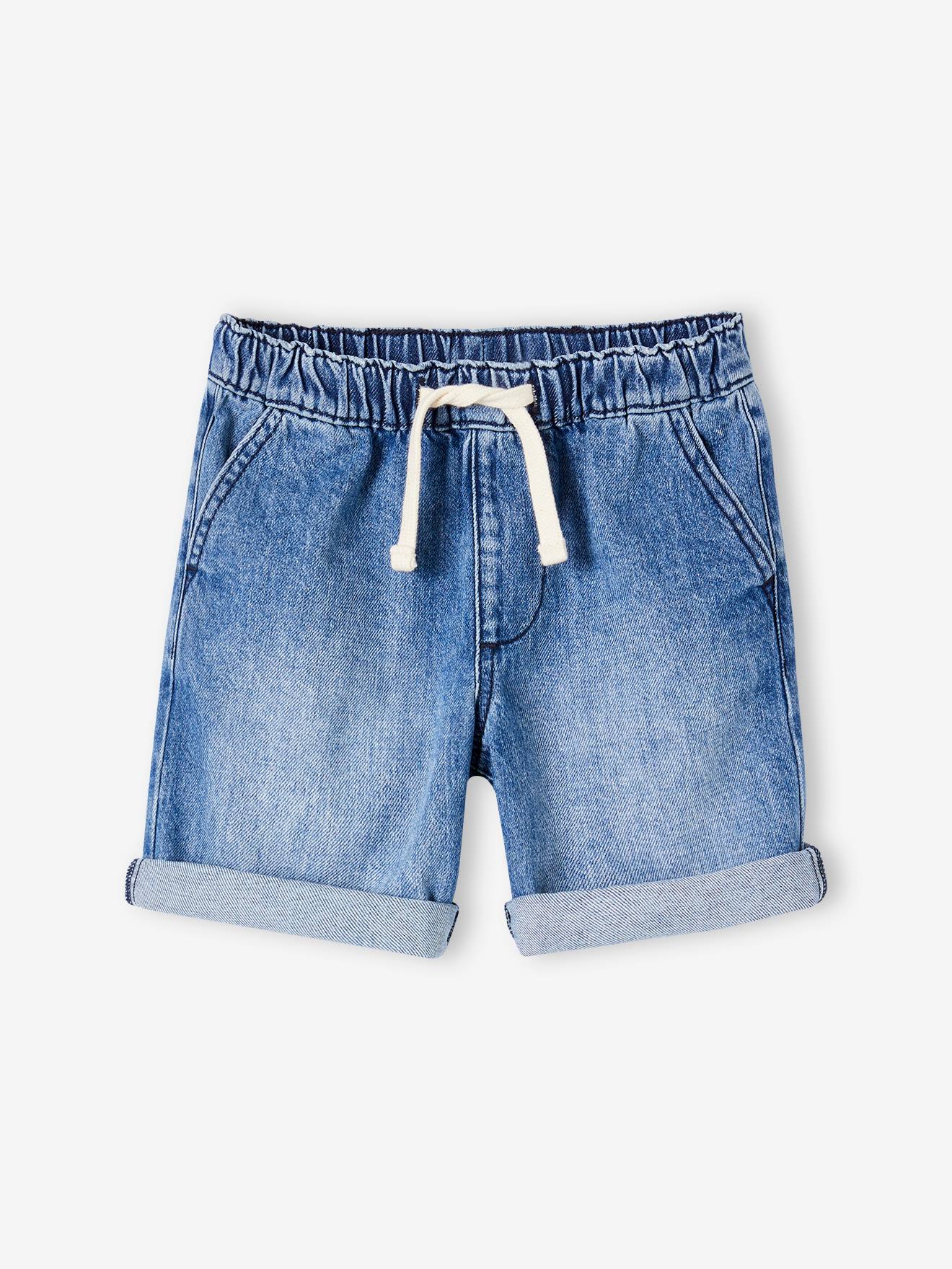 Vertbaudet Jungen Jeans-Shorts mit Schlupfbund Oeko-Tex - double stone
