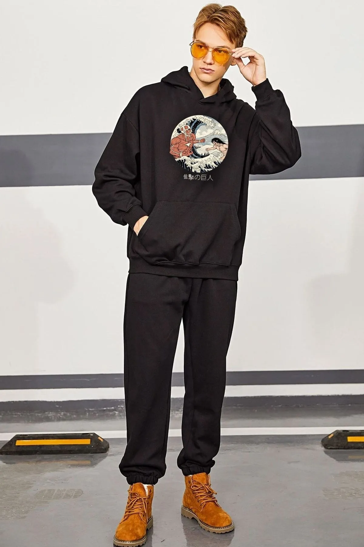 uyguntarz  Unisex Kanagawa Oki Nami Ura bedrucktes Trainingsanzug-Set