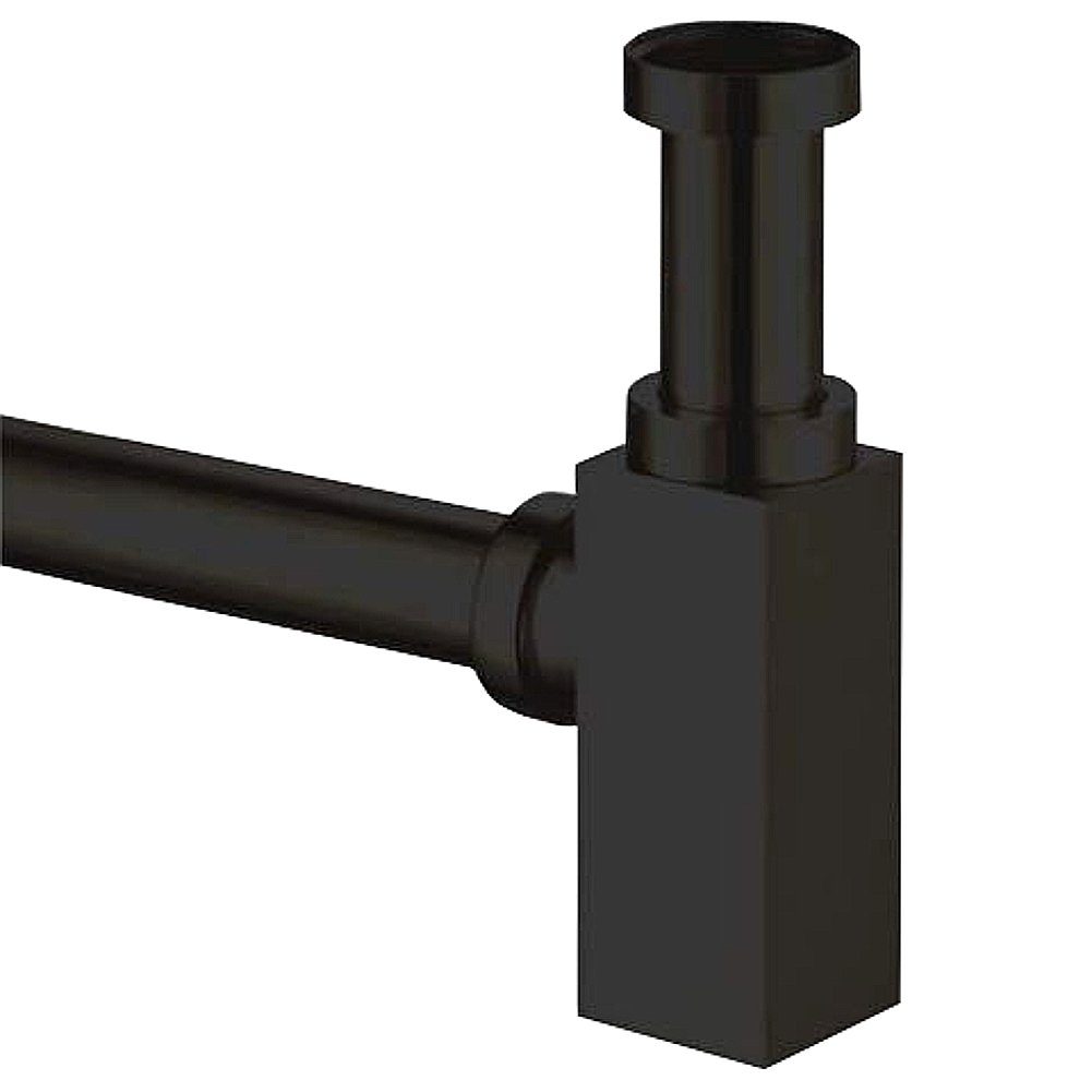 Sanixa Siphon Design Siphon eckig schwarz matt/Ablauf, (Design Siphon eckig schwarz matt/Ablauf), Waschbecken Abfluss Ablaufset Sifon Röhren-syphon