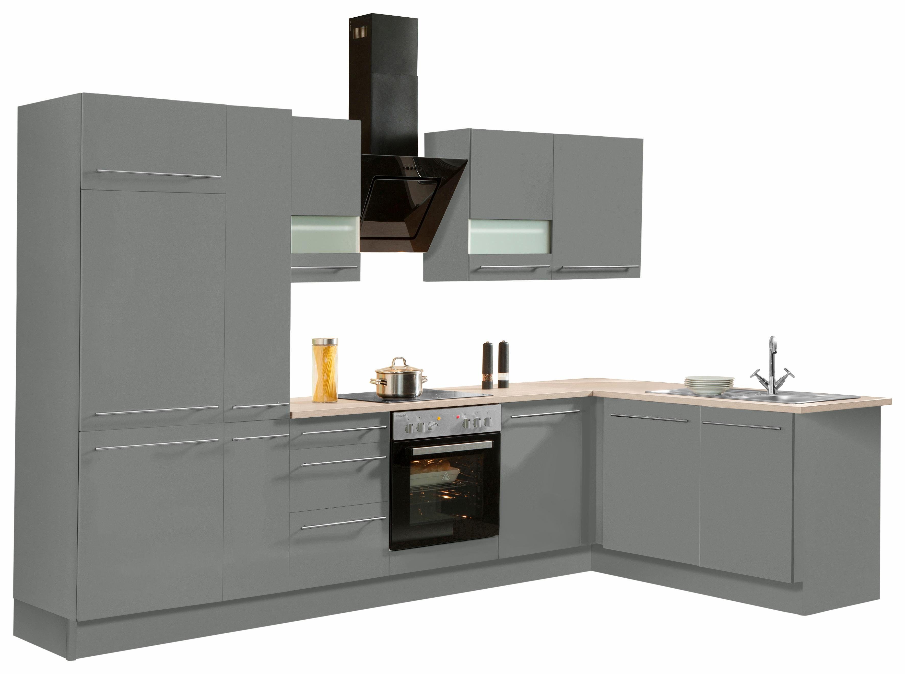 OPTIFIT Winkelküche Bern, Stellbreite 315 x 175 cm mit höhenverstellbaren Füßen, gedämpfte Türen
