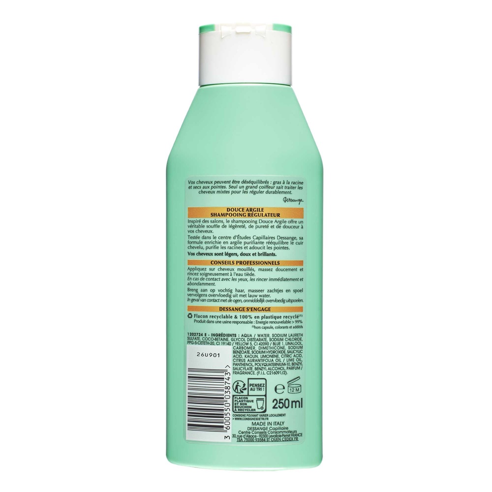 dessange Douce Argile Shampooing Régulateur à l'Argile Naturelle Purifiante