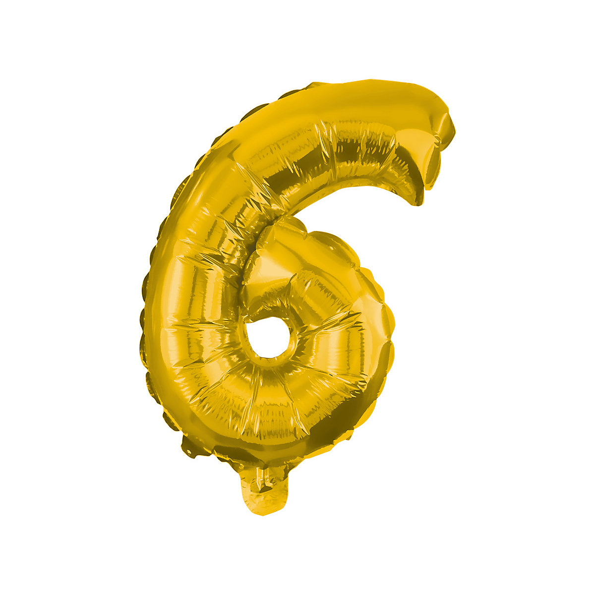 Folienballon Zahl 6 gold, 10 cm, inkl. Pustehalm