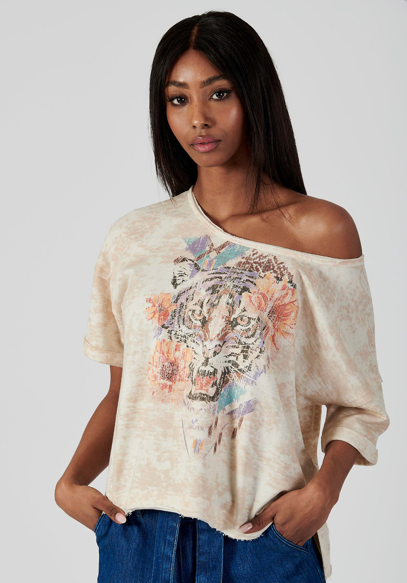 FONZI  T-shirt écru Femme 100% coton