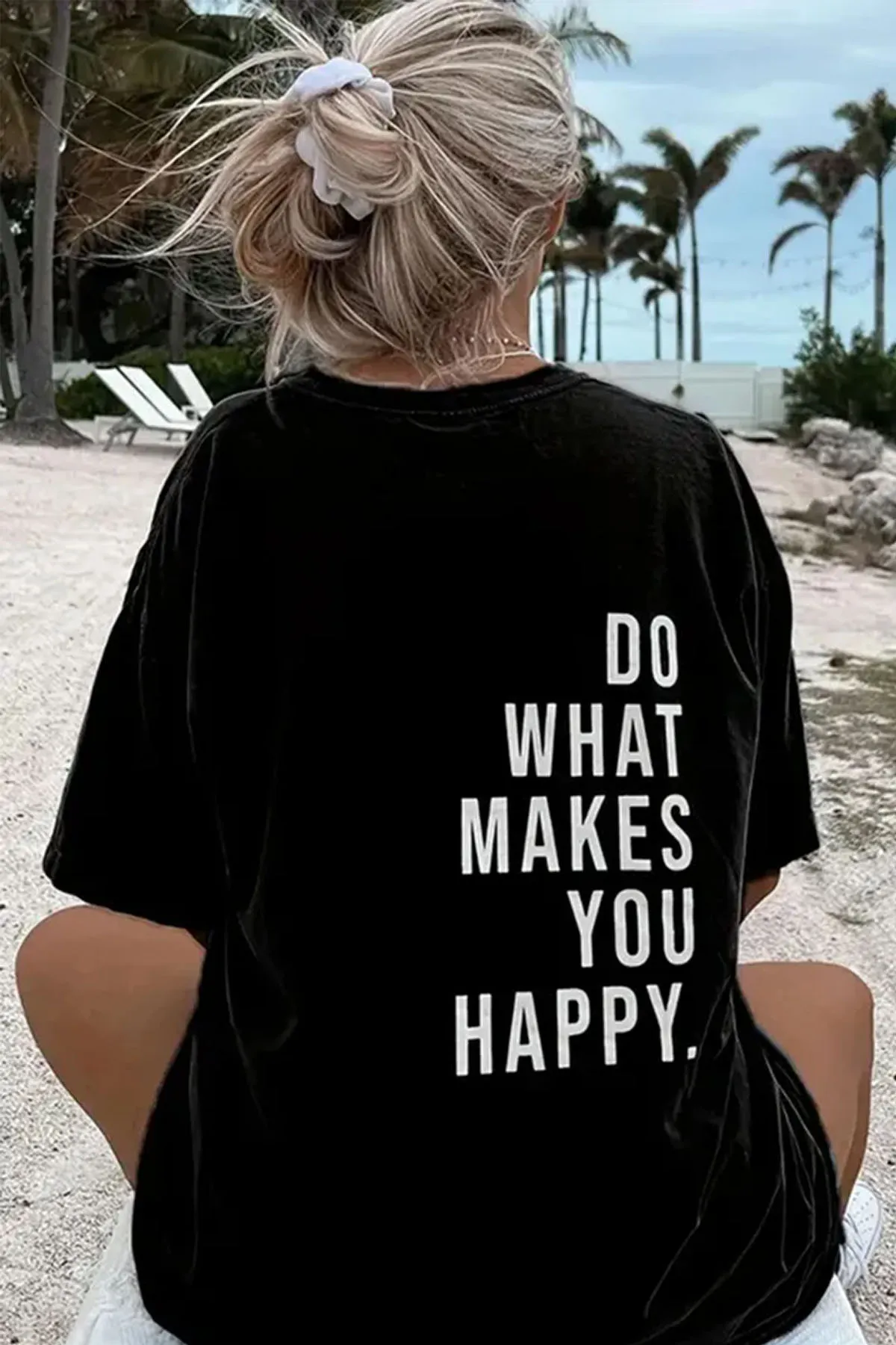 uyguntarz  Unisex-Übergröße-T-Shirt „Do What“ mit Aufdruck auf der Rückseite