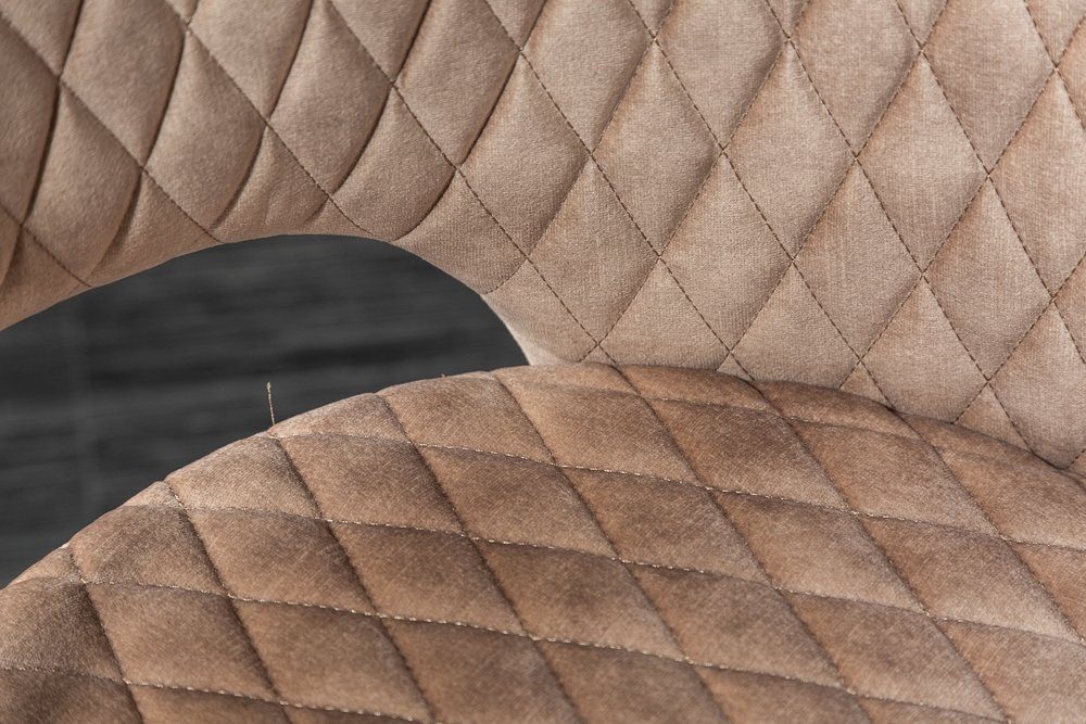 riess-ambiente 4-Fußstuhl PARIS greige / schwarz gold (Einzelartikel, 1 St), Esszimmer · Samt · Metall · mit Armlehne · Retro