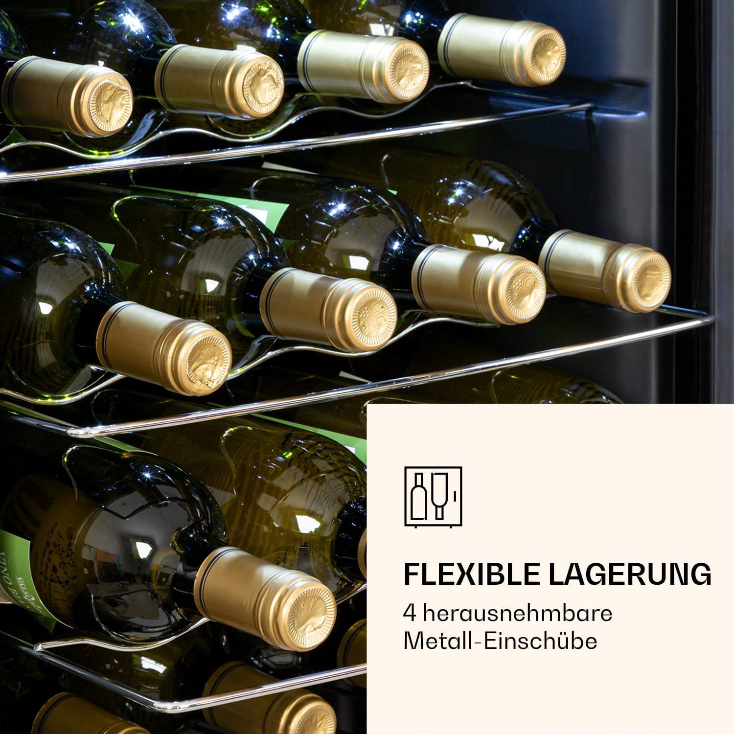 Klarstein Weinkühlschrank Ultimo 20 Uno, für 20 Standardflaschen á 0,75l,Wein Flaschenkühlschrank Weintemperierschrank Weinschrank Kühlschrank