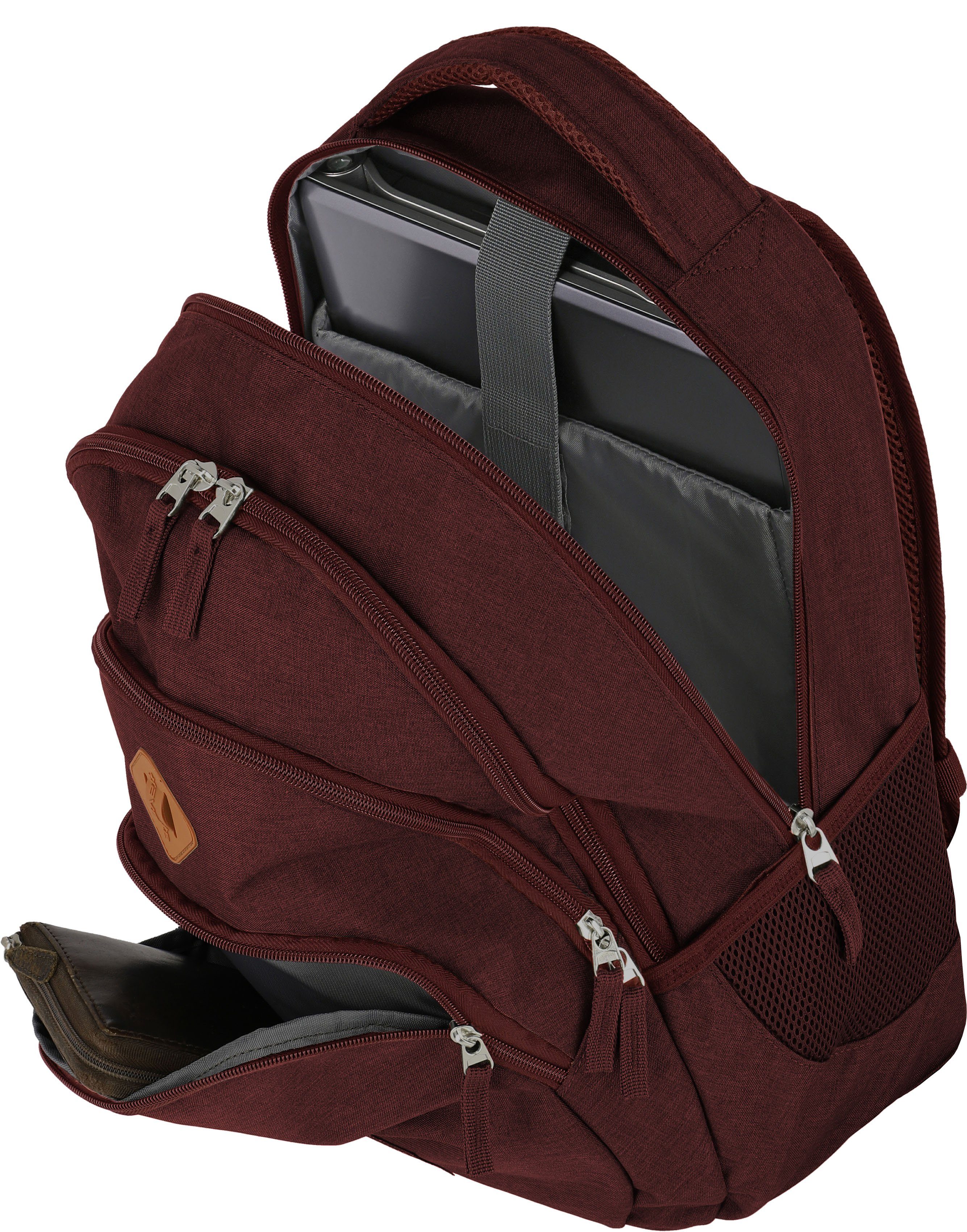 travelite Laptoprucksack Basics, bordeaux, mit 15-Zoll Laptopfach