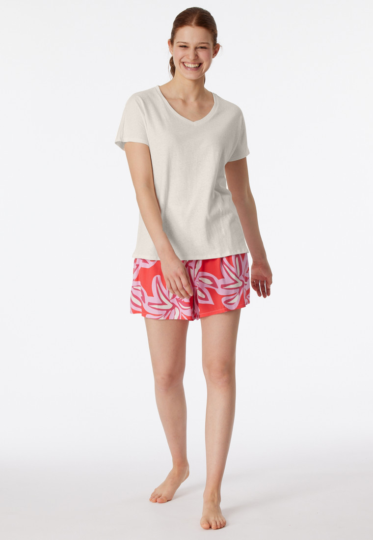 Shirt kurzarm V-Ausschnitt creme - Mix+Relax