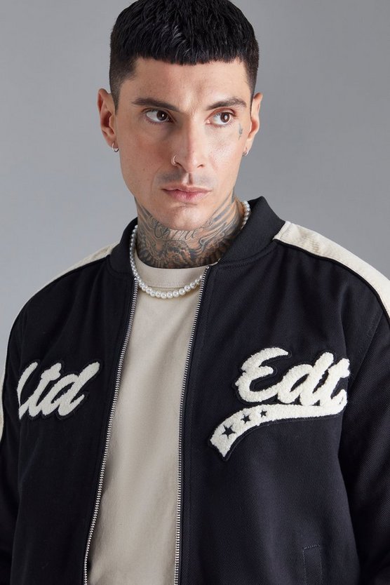Cord & Twill Jacke mit Aufnähern