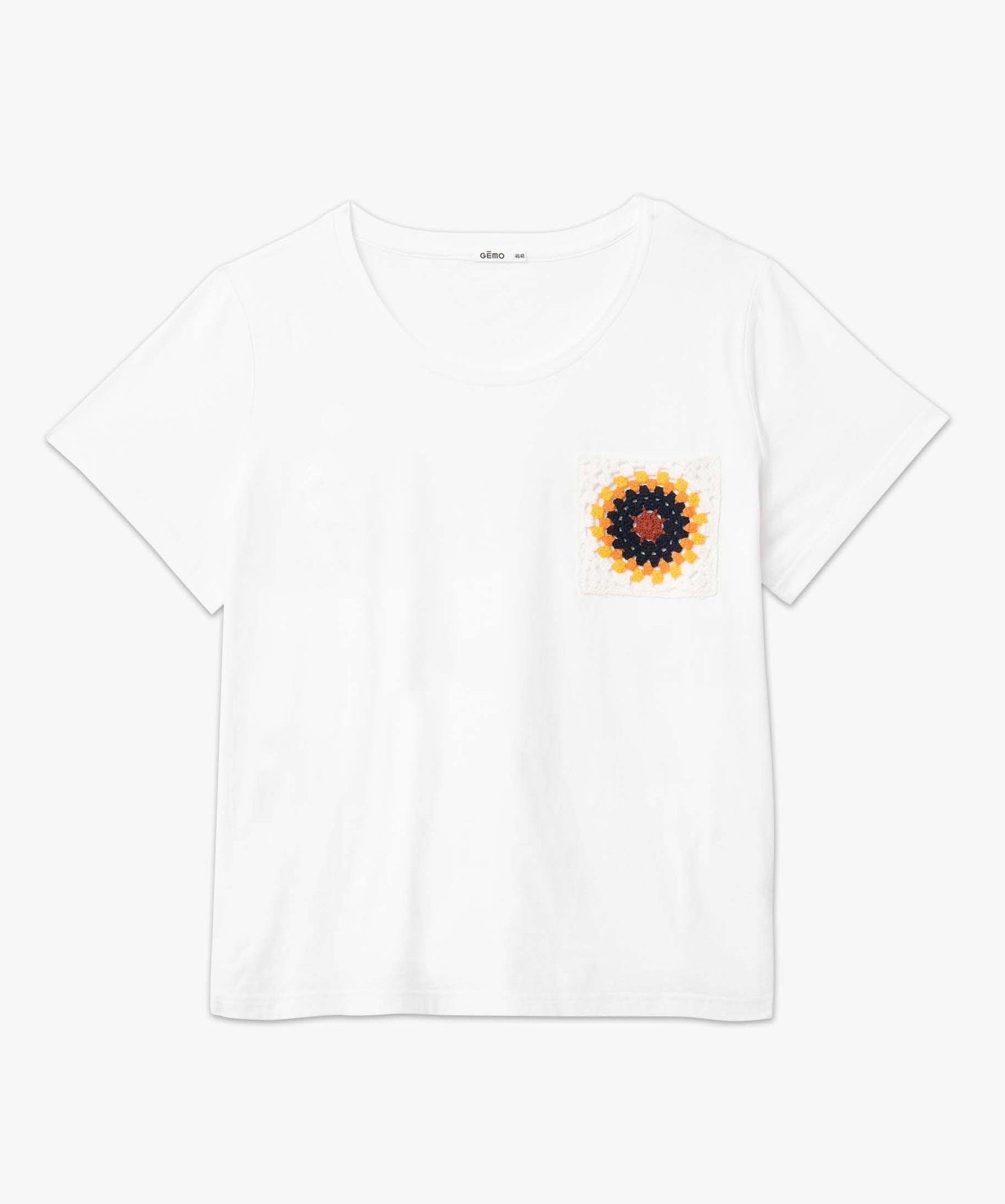 Tee-shirt femme grande taille à manches courtes et poche fa... blanc | GEMO