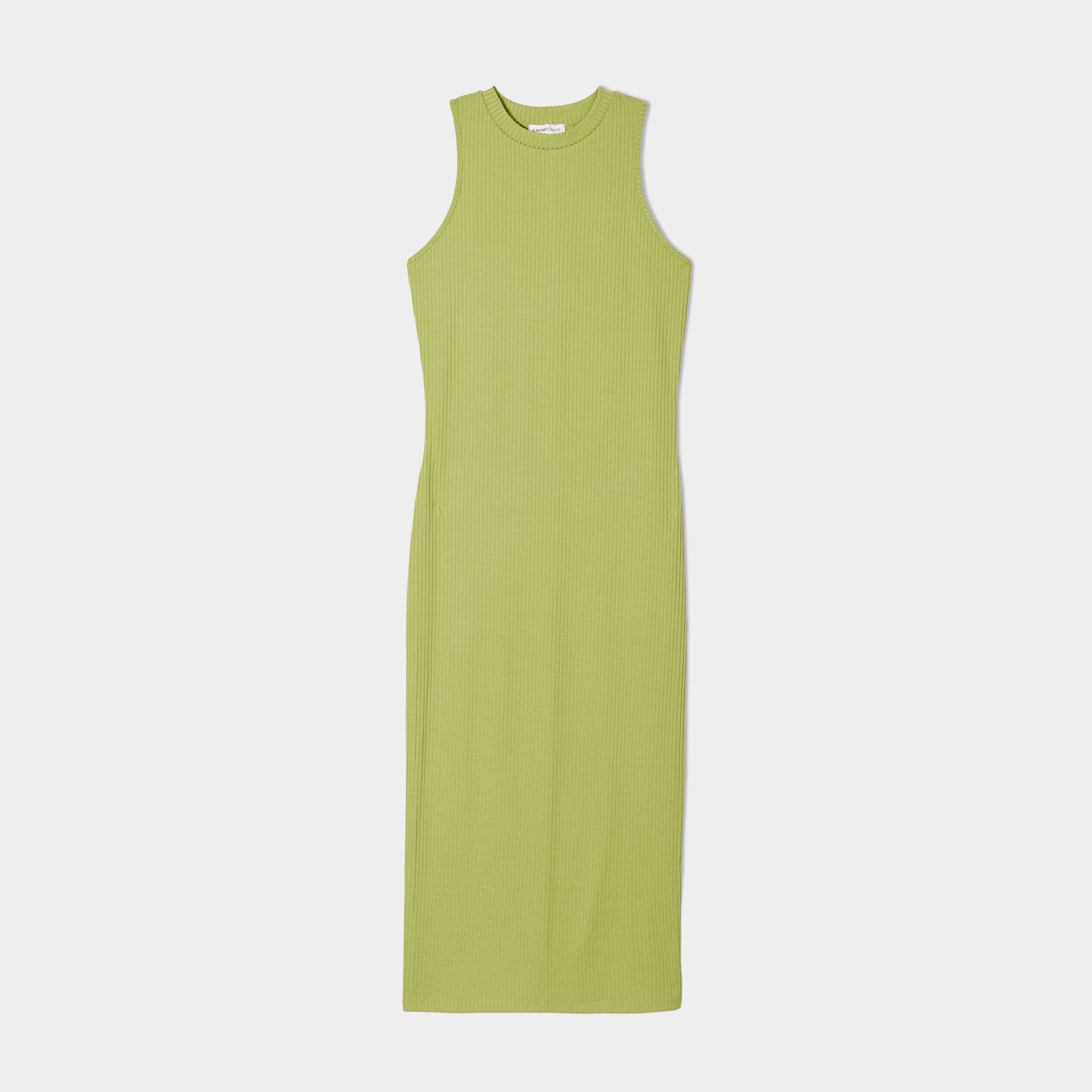 Robe pull longue moulante vert femme | Cache Cache
