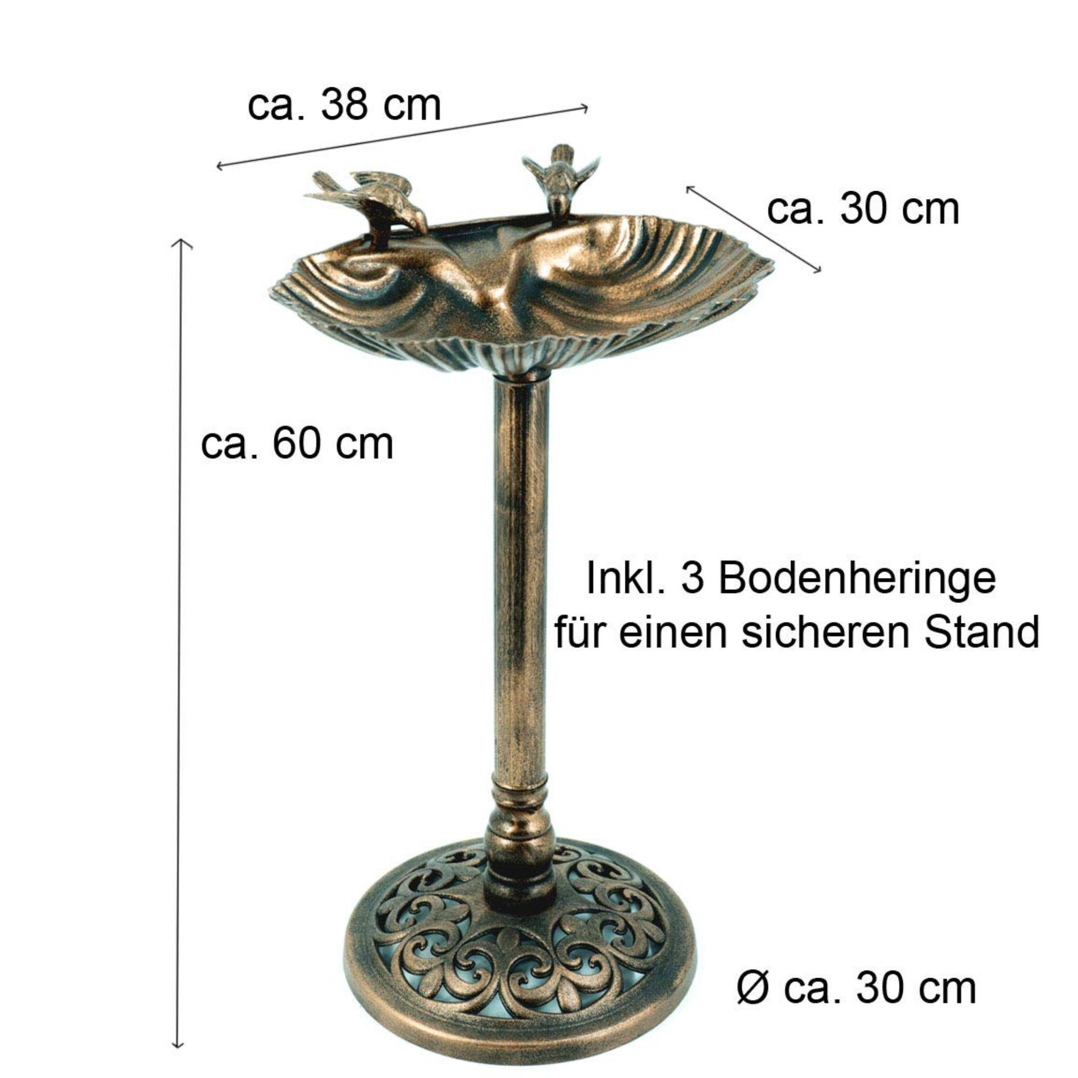 NOOR LIVING Vogeltränke Stand Vogeltränke Kunststoff Wassertränke Metall-Optik Höhe 65cm, Gold