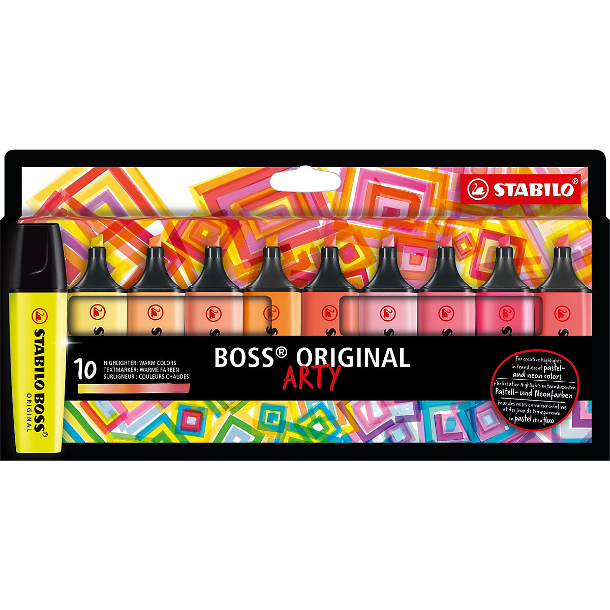 Textmarker BOSS ORIGINAL ARTY, 10 warme Farben