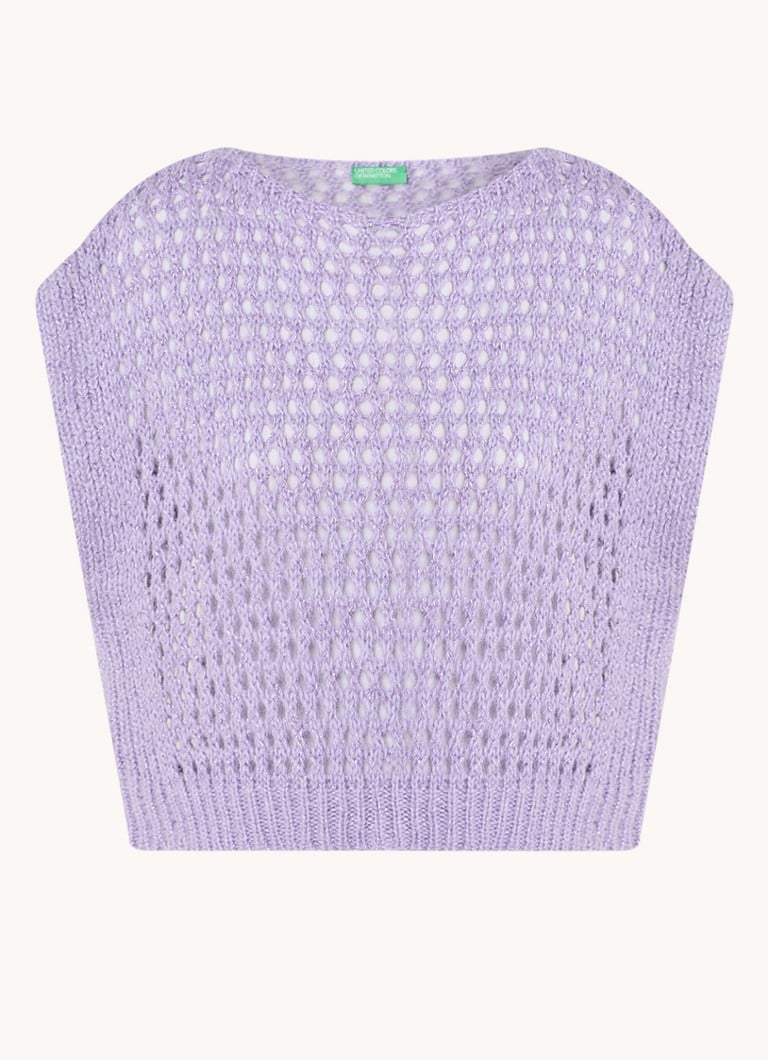 Cardigan Benetton a maglia grossa con motivo traforato e lurex