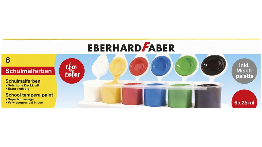 Eberhard Faber Temperafarben-Set inkl. Mischpalette 6er-Pack 19 ml