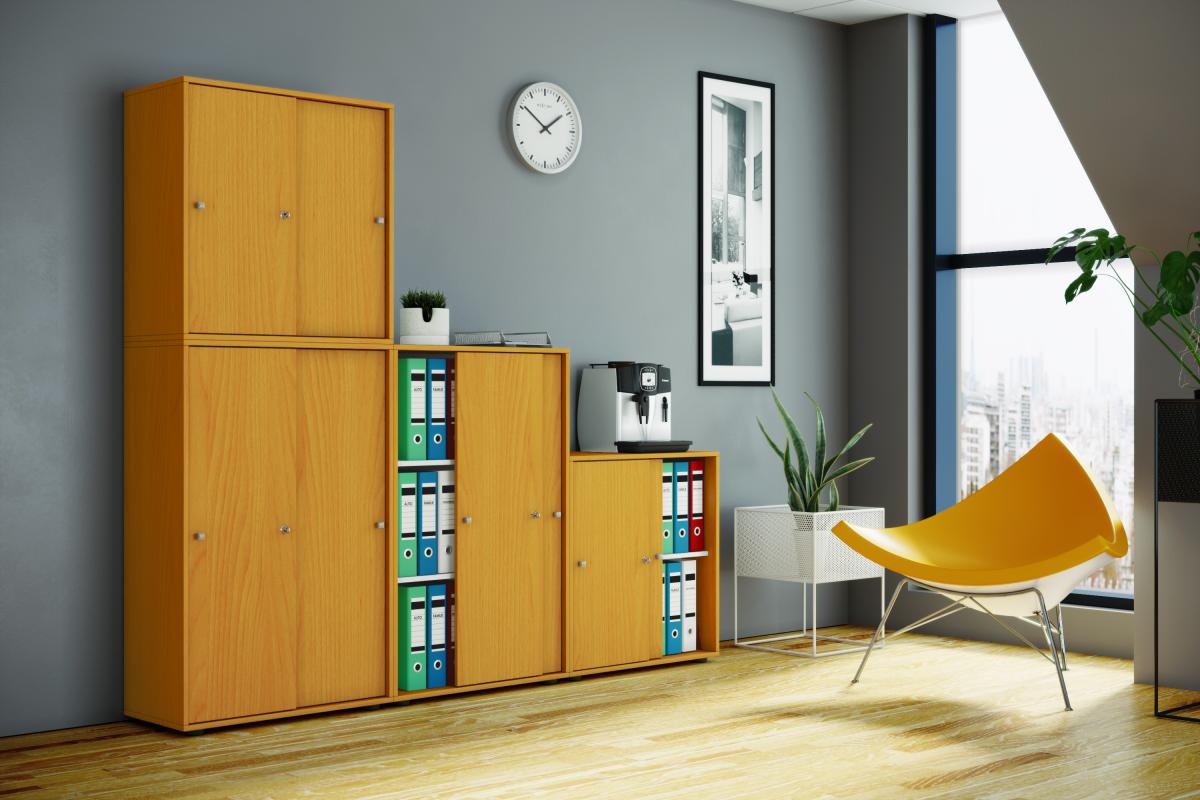 VCM Büroschrank Lona L mit Schiebetüren Buche