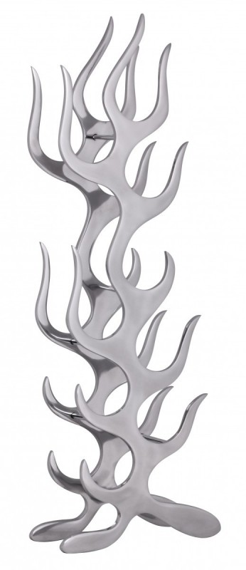 Wohnling Weinregal Design Flammen 93 cm für 9 Flaschen Aluminium Silber