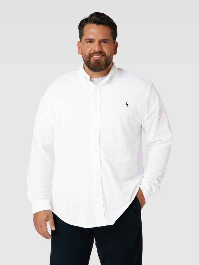 PLUS SIZE Freizeithemd mit Label-Stitching in weiß
