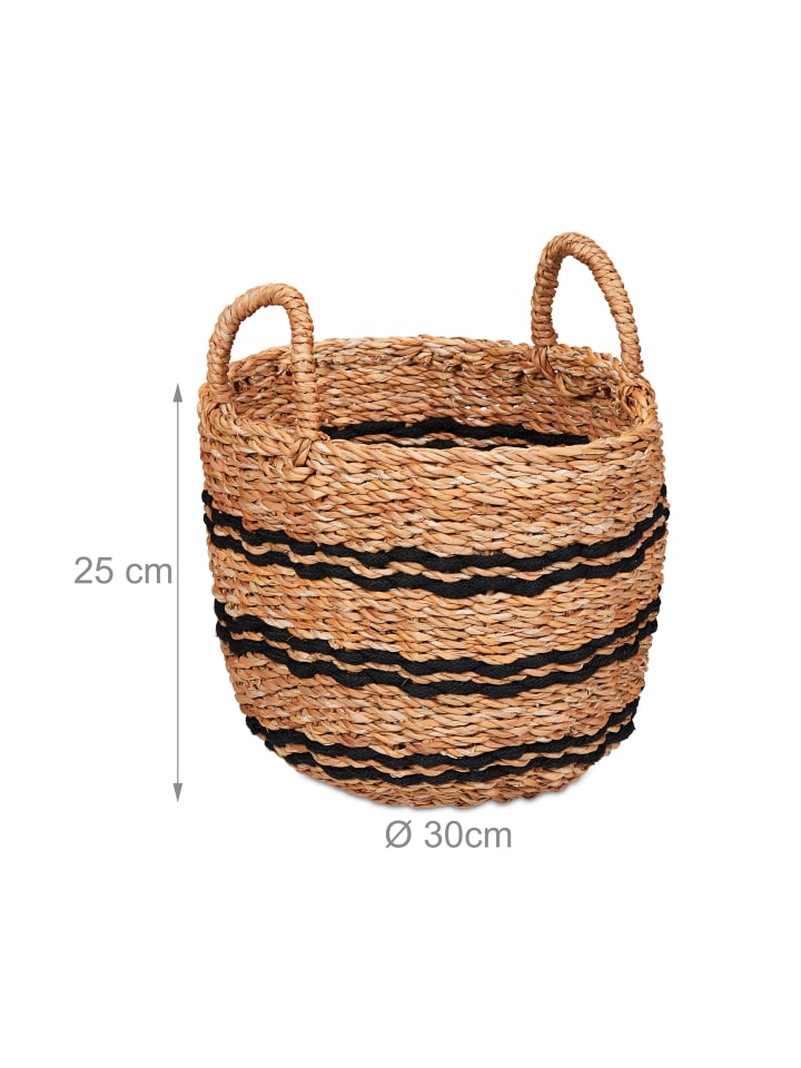 relaxdays Aufbewahrungskorb in Natur/ Schwarz - (H)25 x Ø 30 cm günstig kaufen onesize