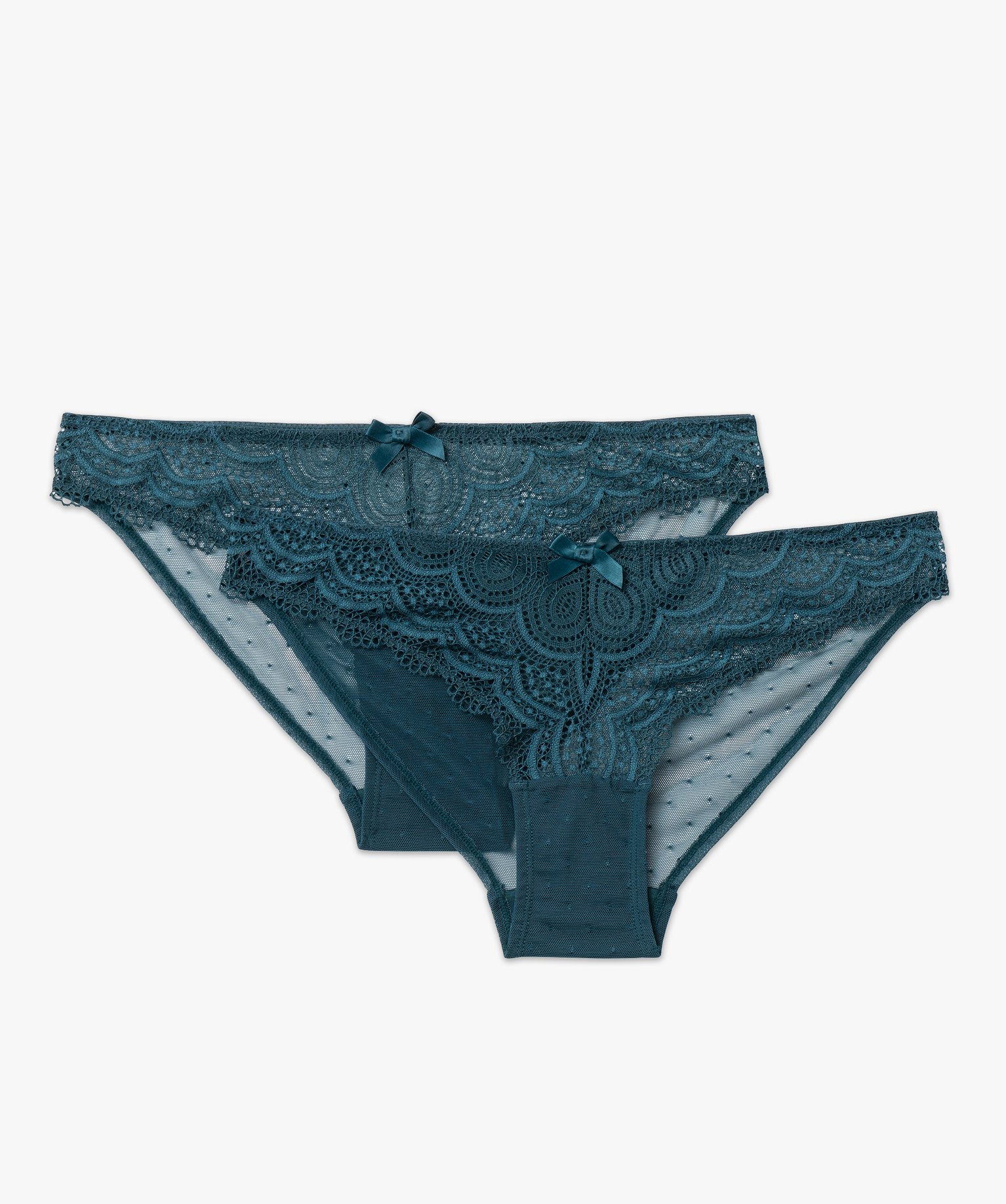 Culotte en dentelle et tulle femme (lot de 2) bleu | GEMO