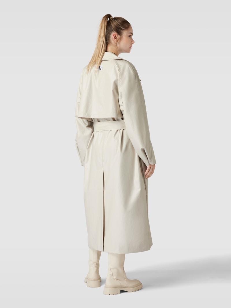 Trenchcoat mit Bindegürtel Modell 'GLOSSY' in beige