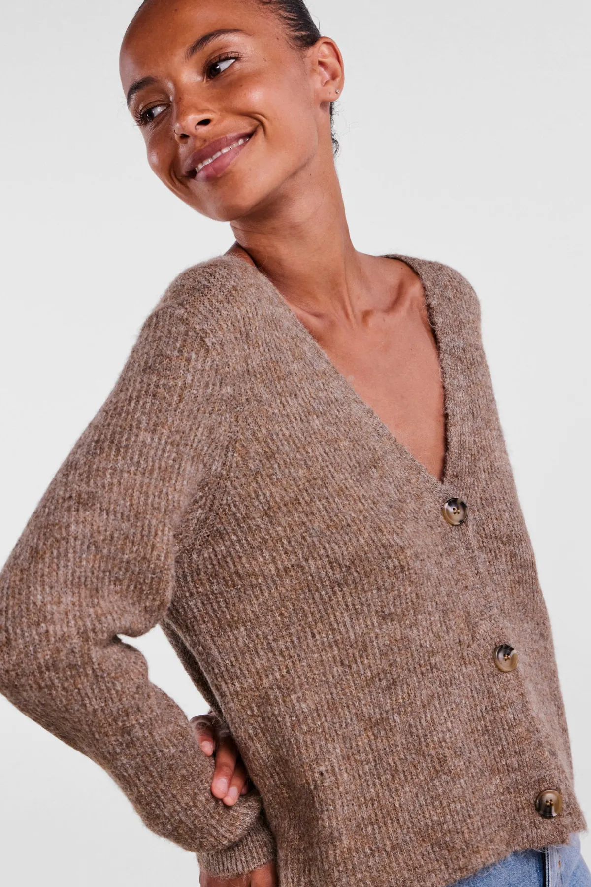PIECES  Strickjacke - Braun - Regular Fit