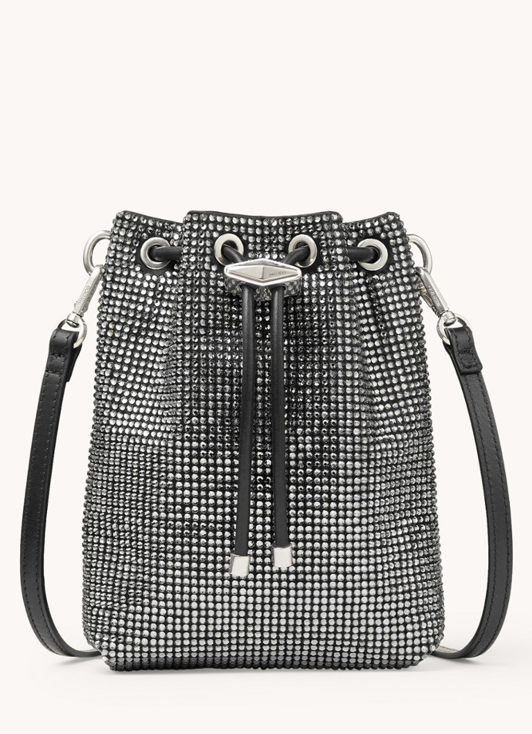 Jimmy Choo Cinch Mini atlasinė rankinė su veršiuko odos detalėmis