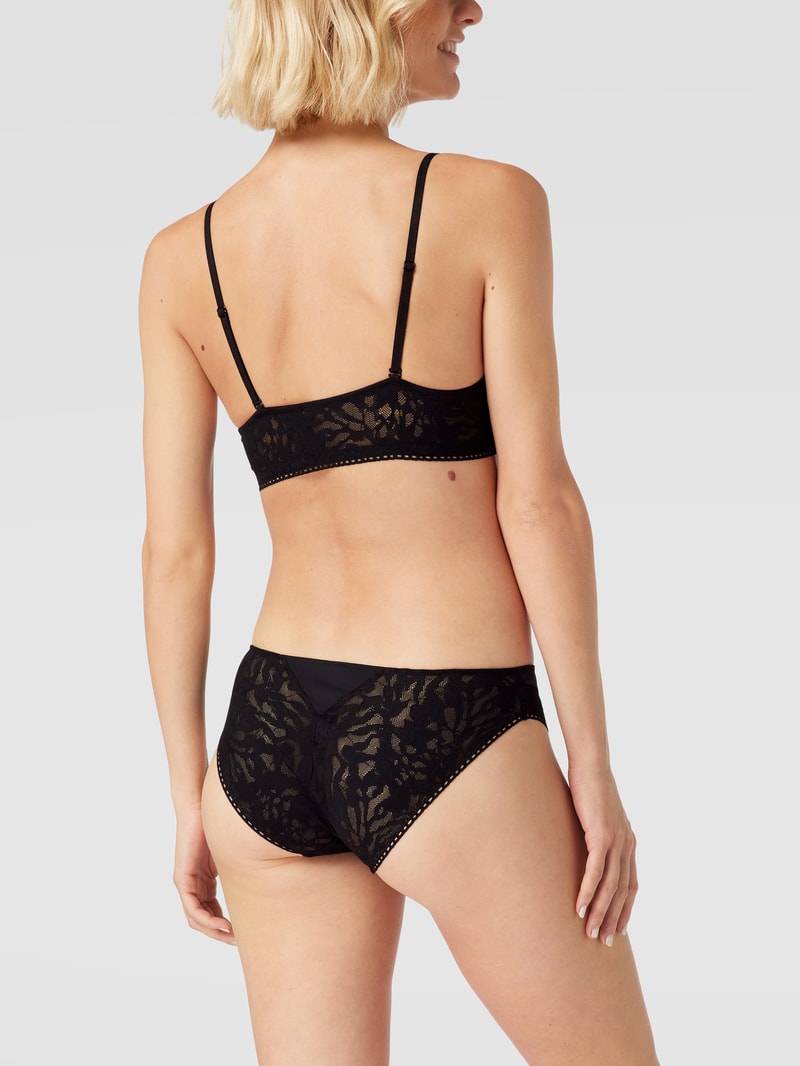 Bralette mit Spitzenbesatz Modell 'UNLINED' in schwarz
