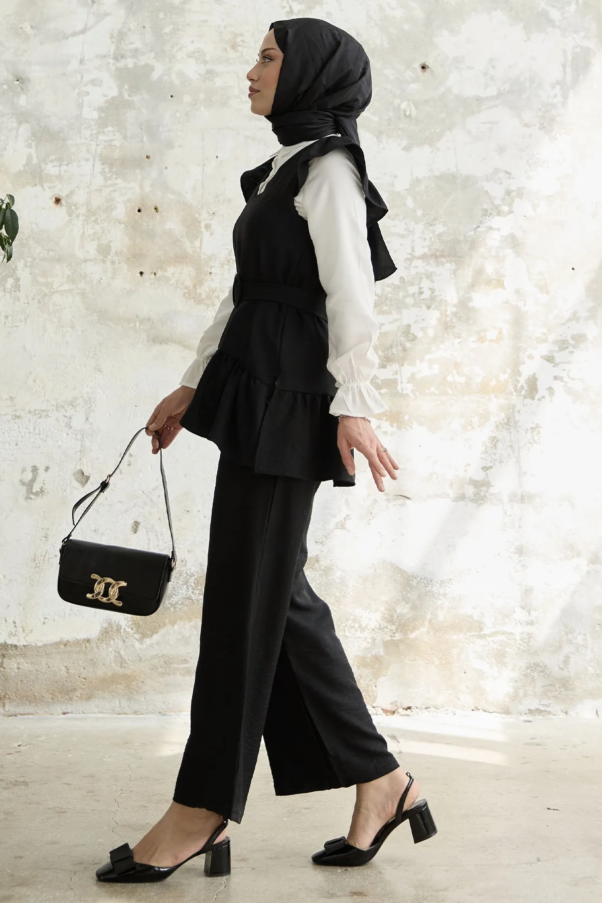 InStyle  Dreierset mit Rüschenschultern - Schwarz