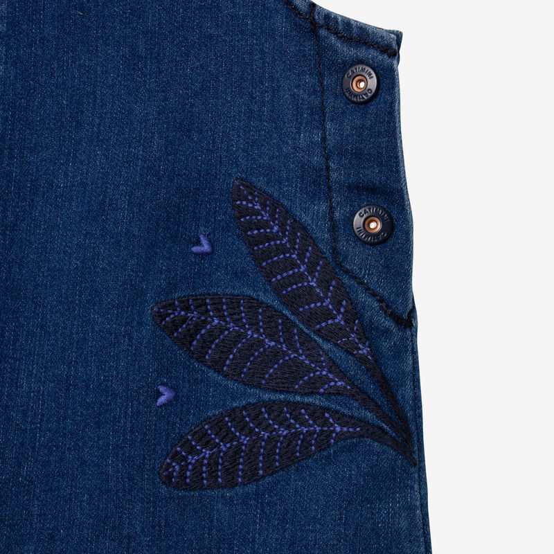 Robe-salopette fille jean brodé bleue Catimini