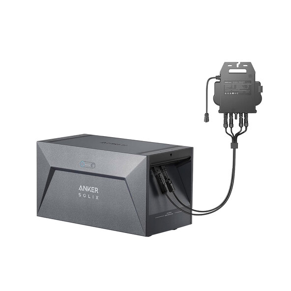Bifaziales Balkonkraftwerk 900W / 800W inkl. Speicherbatterie und Wandhalterung für flache Flächen