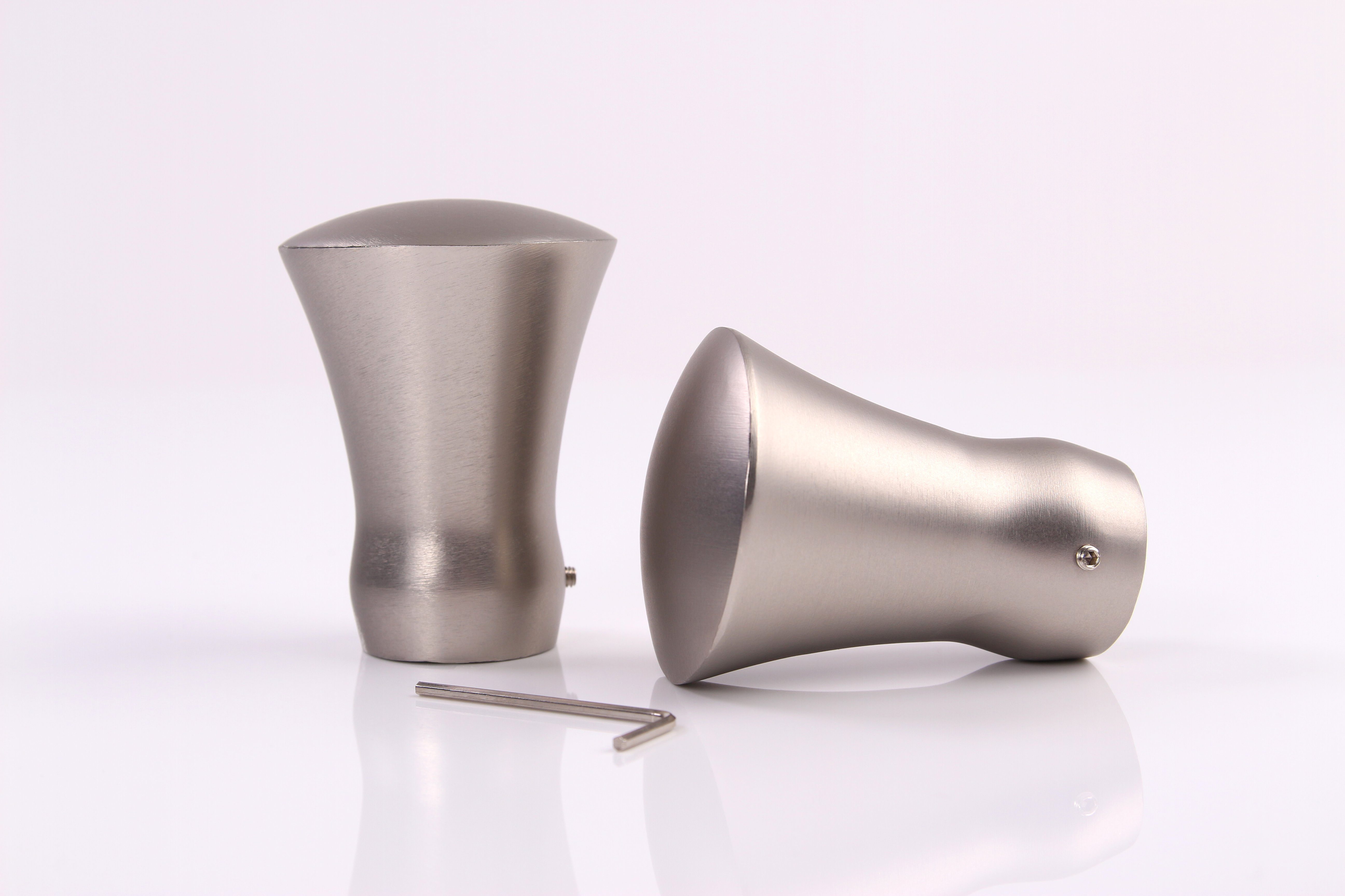 Gardinenstange Kegel in Edelstahl-optik, Deco-Raum, Ø 25 mm, 1-läufig, Wunschmaßlänge, kürzbar, Bohren, verschraubt, Metall, Komplett-Set mit Montagematerial