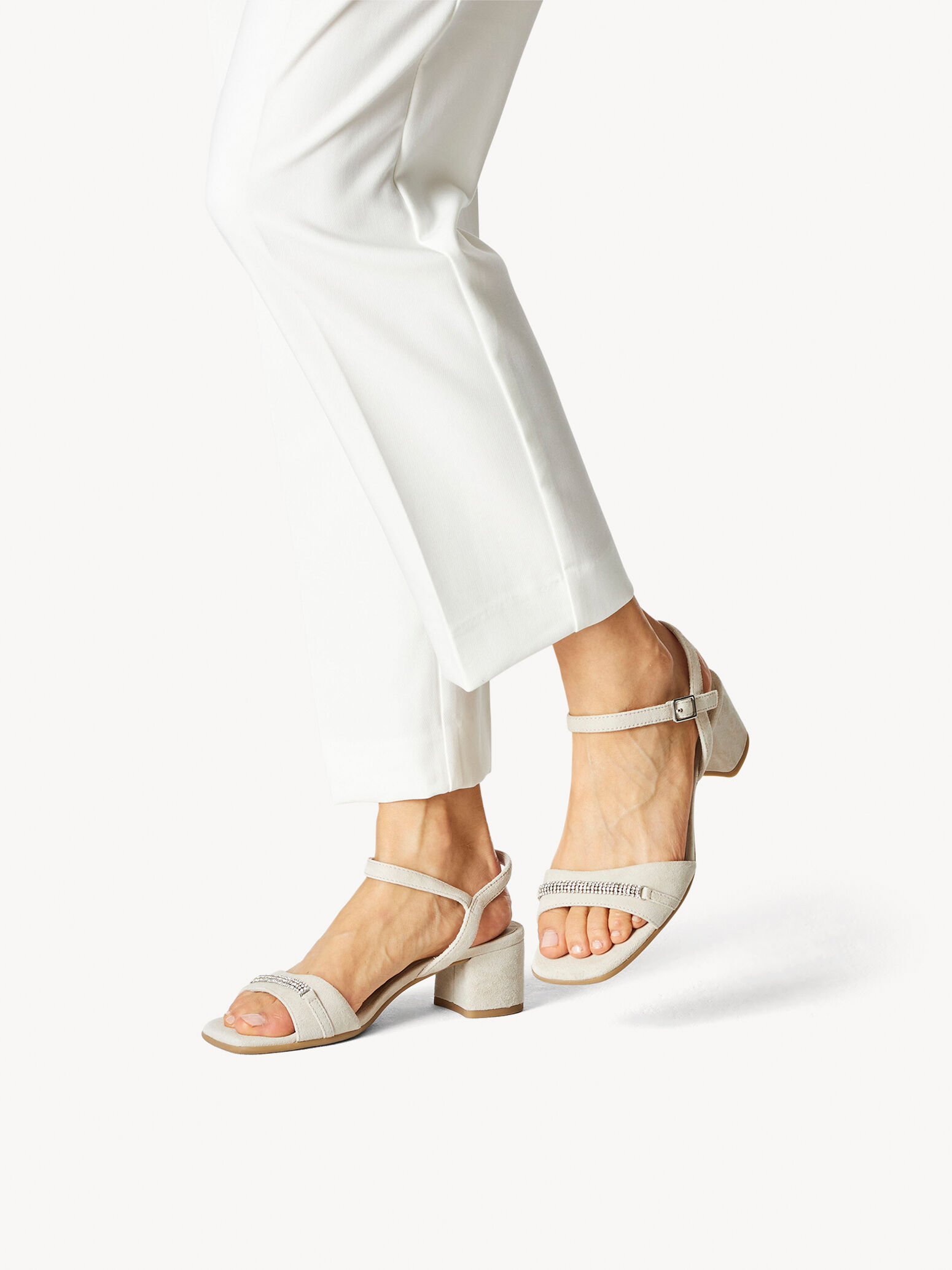 Sandale à talon en cuir - gris