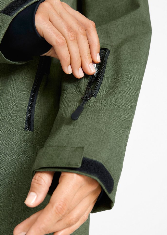Wasserdichte Funktions-Outdoor-Longjacke mit Teddyfleece