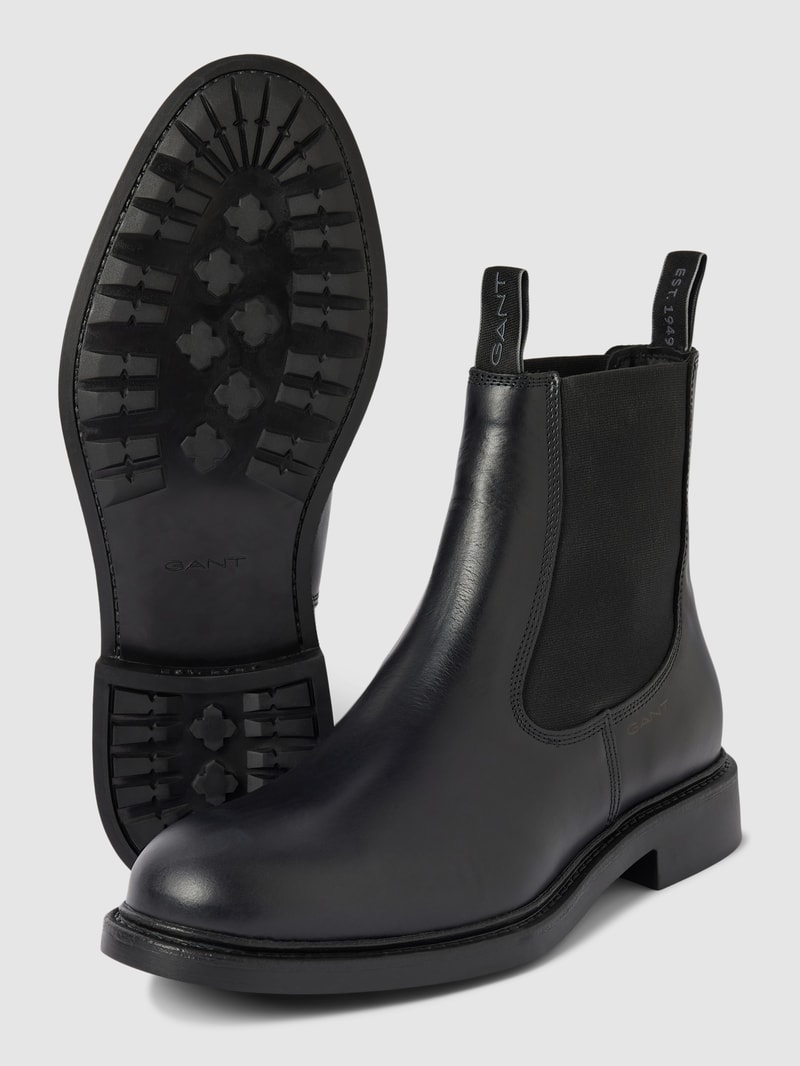 Chelsea Boots aus Leder mit Label-Details Modell 'Millbro' in schwarz