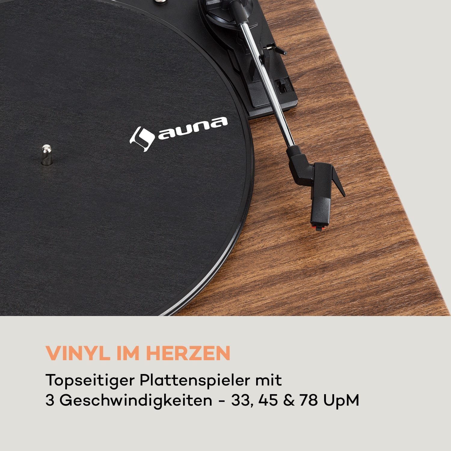 Auna Connect Vinyl Cube Plattenspieler (Riemenantrieb, Bluetooth, Schallplattenspieler mit Lautsprecher Radio Vinyl Plattenspieler)