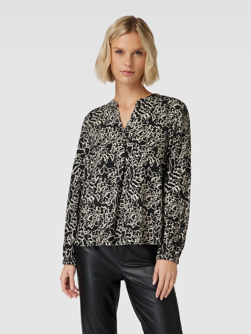 Bluse aus Viskose mit Allover-Muster in schwarz