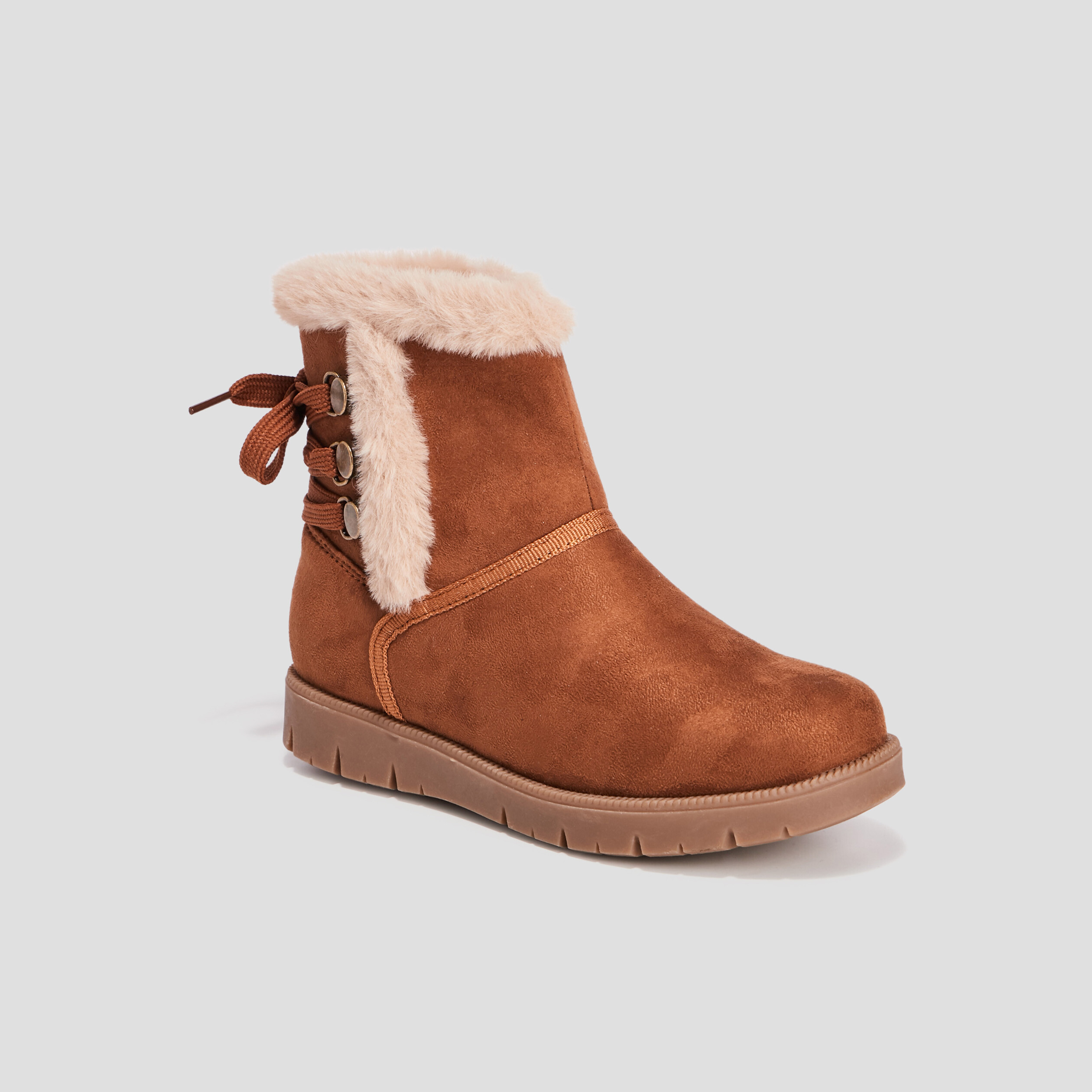Bottines fourrées zippées camel fille | La Halle