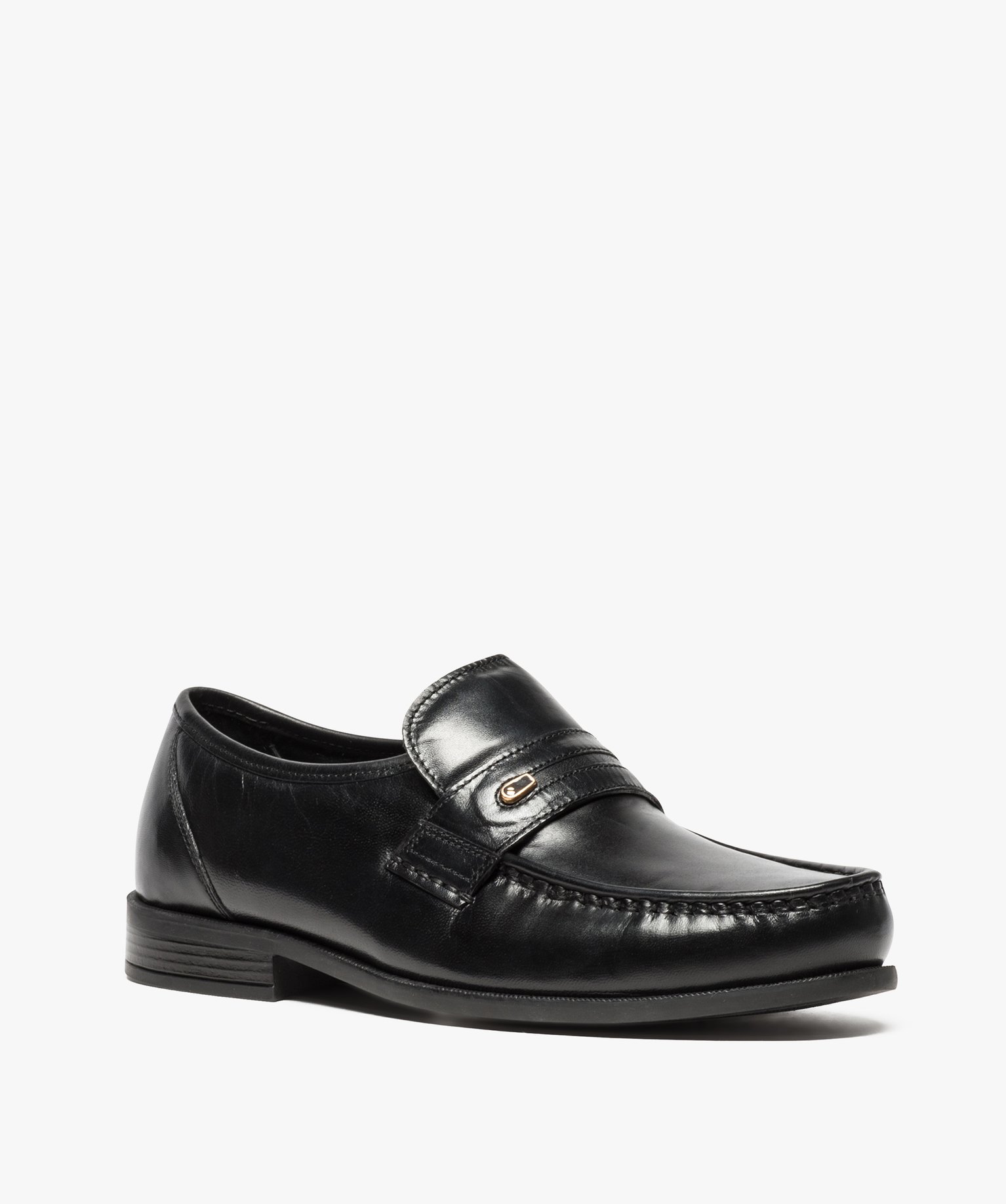 Mocassins homme unis dessus et intérieur cuir noir | GEMO