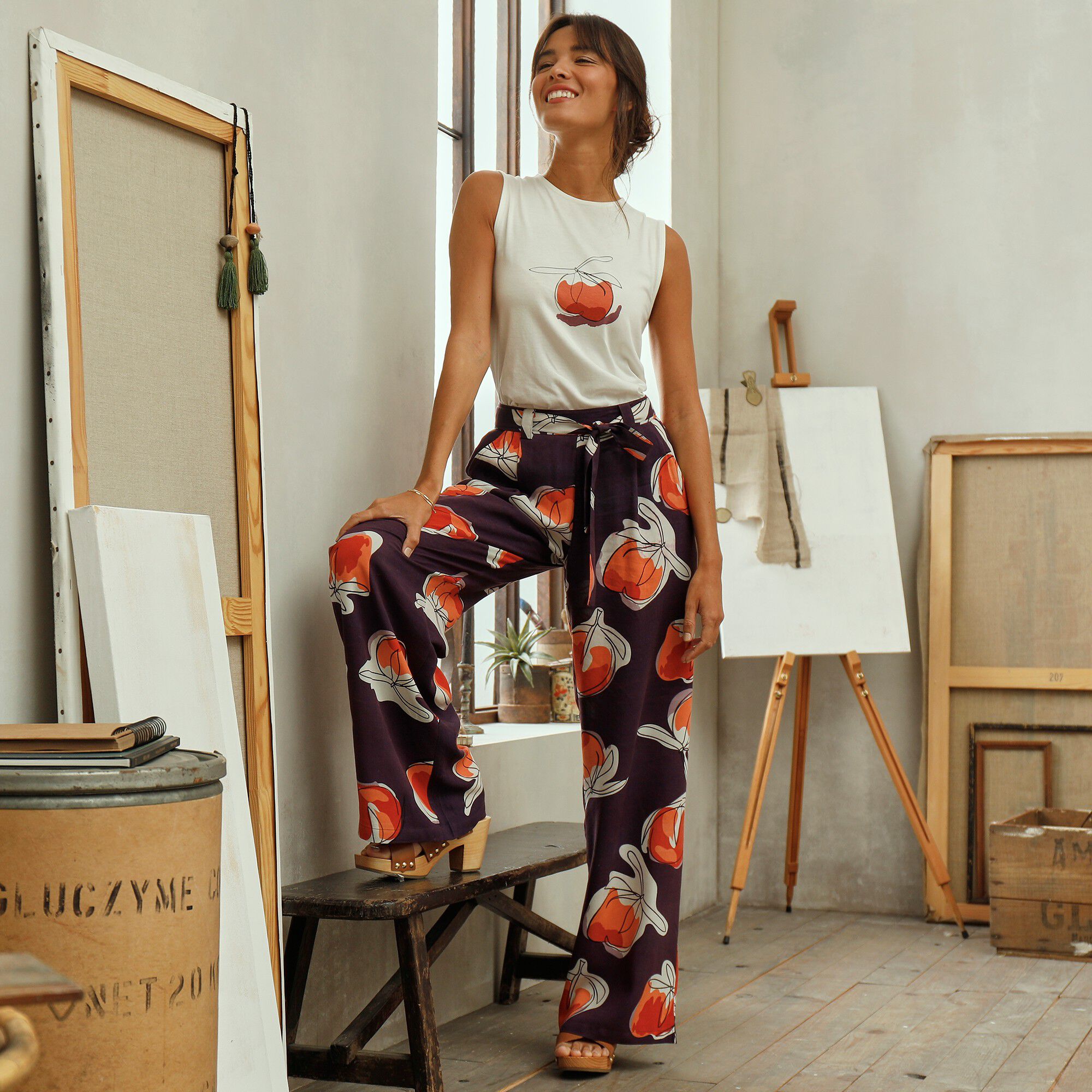 Pantalon fluide imprimé, collection 